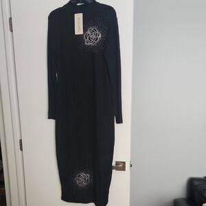 Black Dress with Floral Design